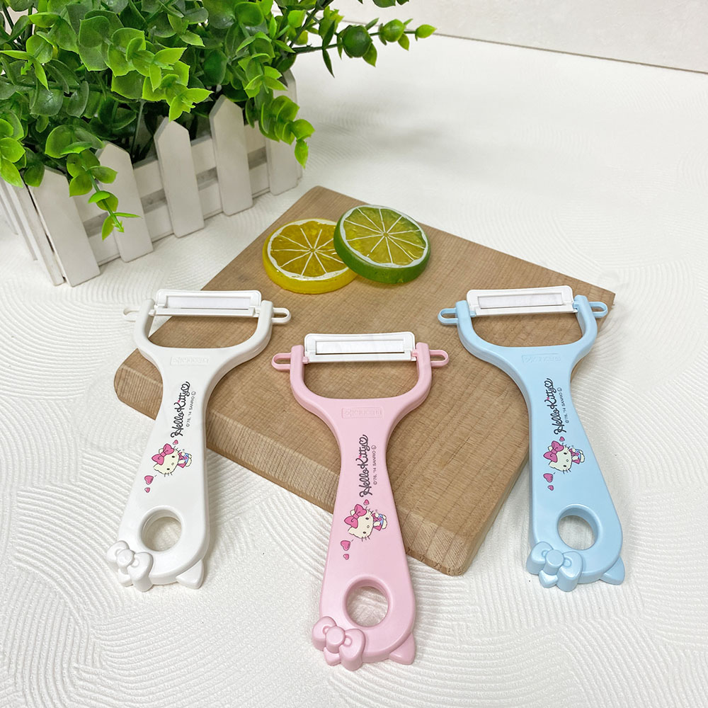 【KYOCERA京瓷】日本製 京瓷抗菌 凱蒂貓Kitty 陶瓷削皮器去皮器(日本境內版)-任選色, 純白, large