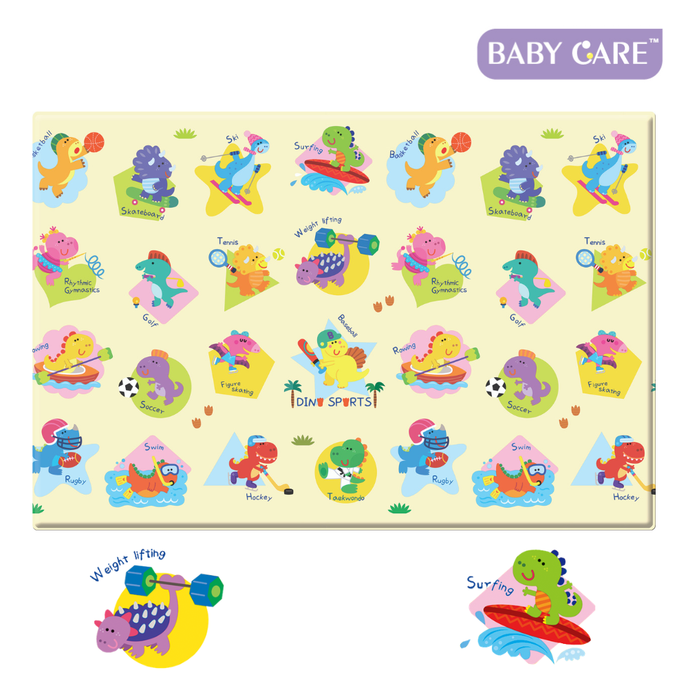 【BabyCare皇冠】遊戲墊─恐龍運動會(185x125x1.2 cm), , large