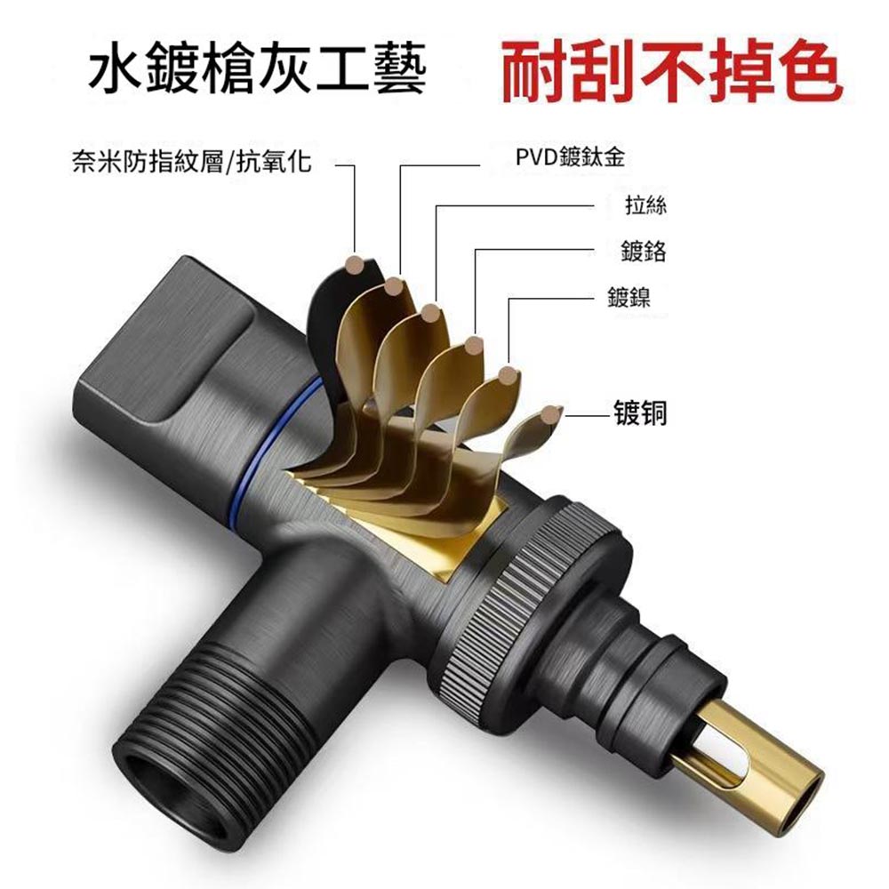 Washing machine water stop valve, black dual outlet, , large