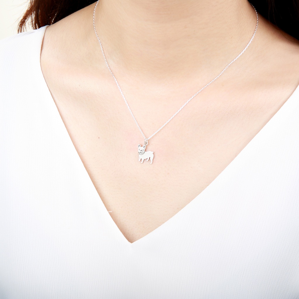 【Angel & Me】French Bulldog Dog s925 sterling silver necklace Birthday gift, , large
