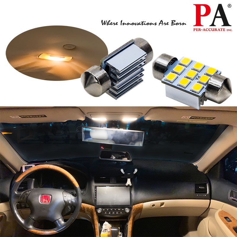 【PA LED】雙尖 28MM 31MM 暖白光 白光 2835 9晶 SMD LED 室內燈 牌照燈 行李箱燈 車廂燈, , large