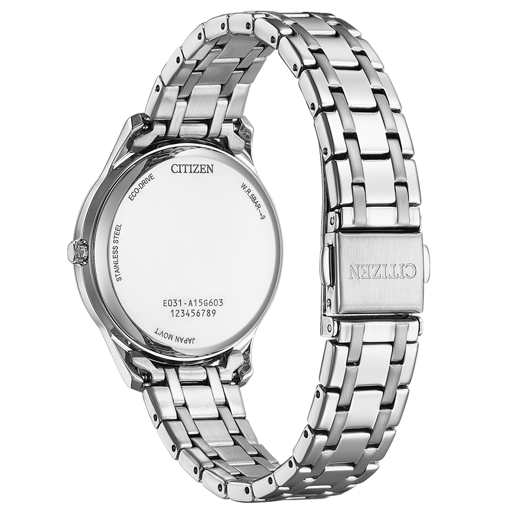 CITIZEN 星辰 光動能大三針時尚女錶 送禮-銀x粉紅/34mm EM0411-71X, , large