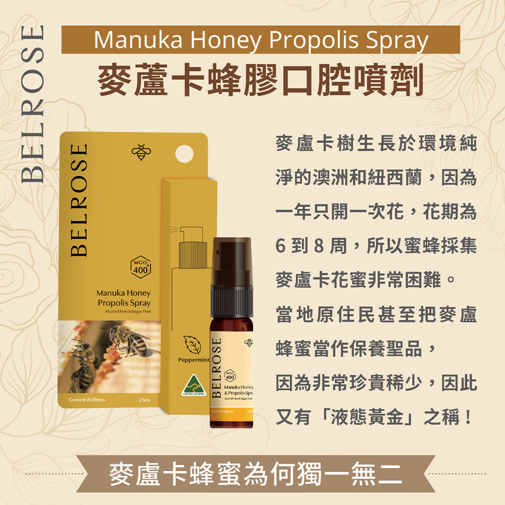 【Belrose】麥蘆卡蜂膠口腔噴劑-(6 入組  25ml/瓶), , large