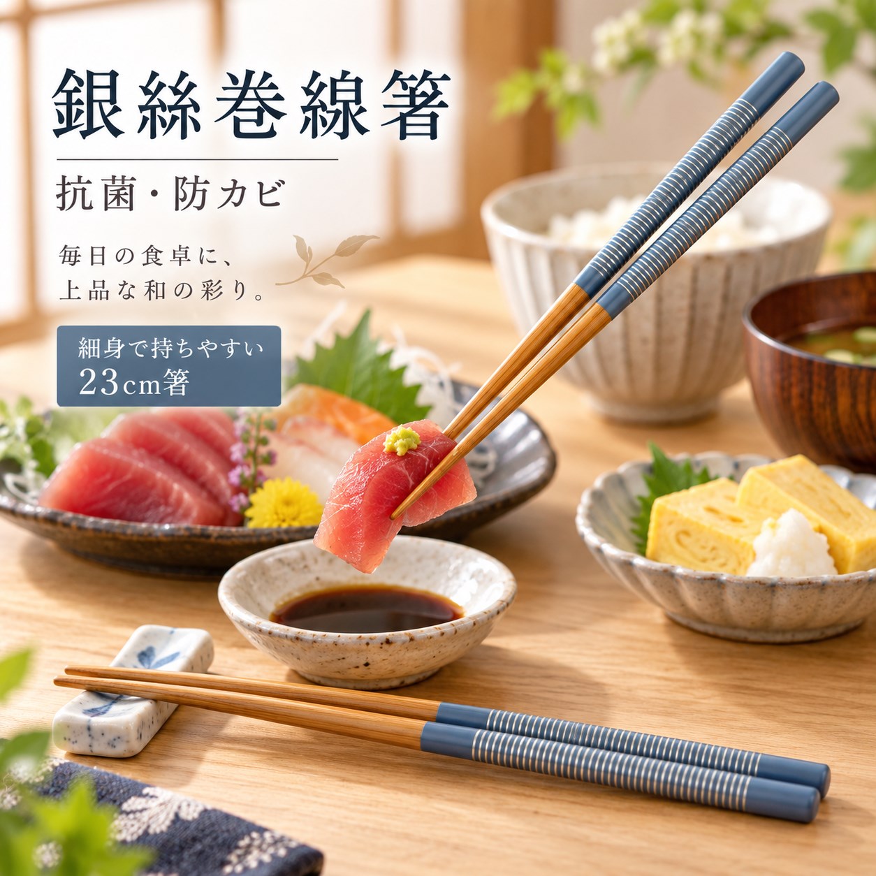 【HIYASU日安工坊】銀絲卷線藍木筷-抗菌防黴系列, , large