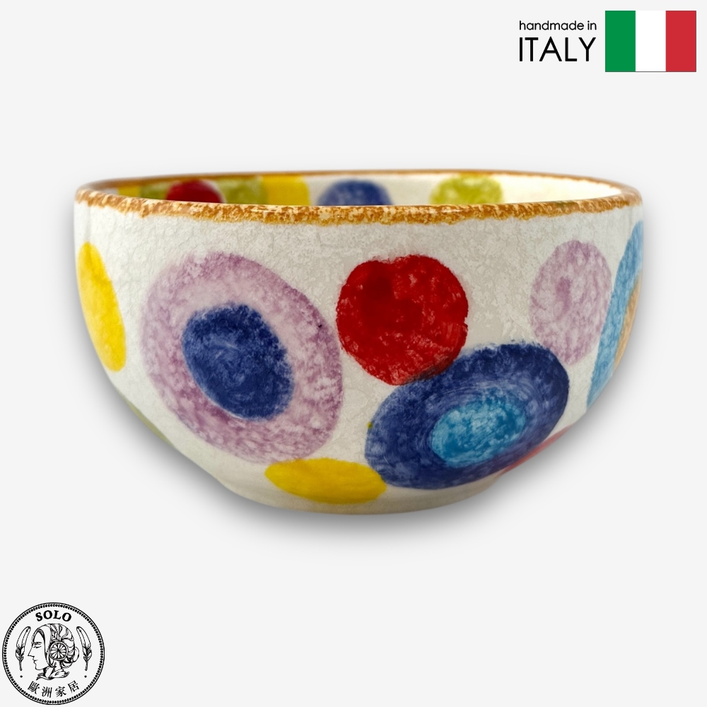【SOLO歐洲家居】Modigliani 義大利製手工陶 13cm 飯碗 POP普普藝術(白底圓圈), , large