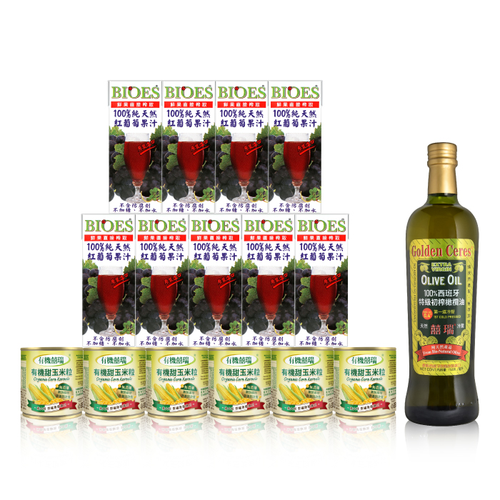 【囍瑞BIOES】中元超值拜拜組$899(葡萄汁+特級橄欖油+玉米粒), , large