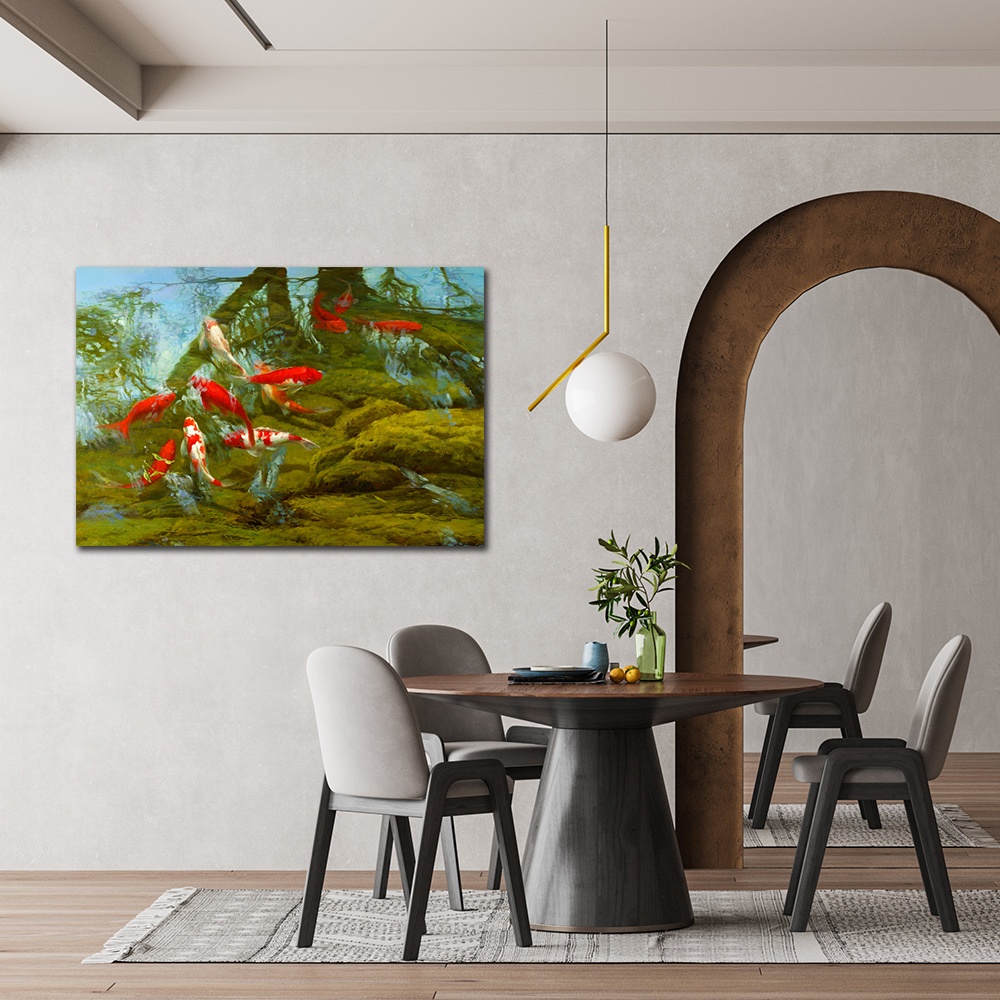 【御畫房】富貴有魚 國家一級畫師手繪油畫60&times;90cm(VF-84), , large