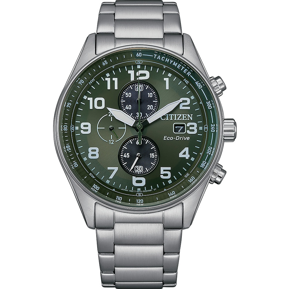 CITIZEN 星辰 軍風飛行錶 光動能三眼計時手錶 CA0770-72X, , large