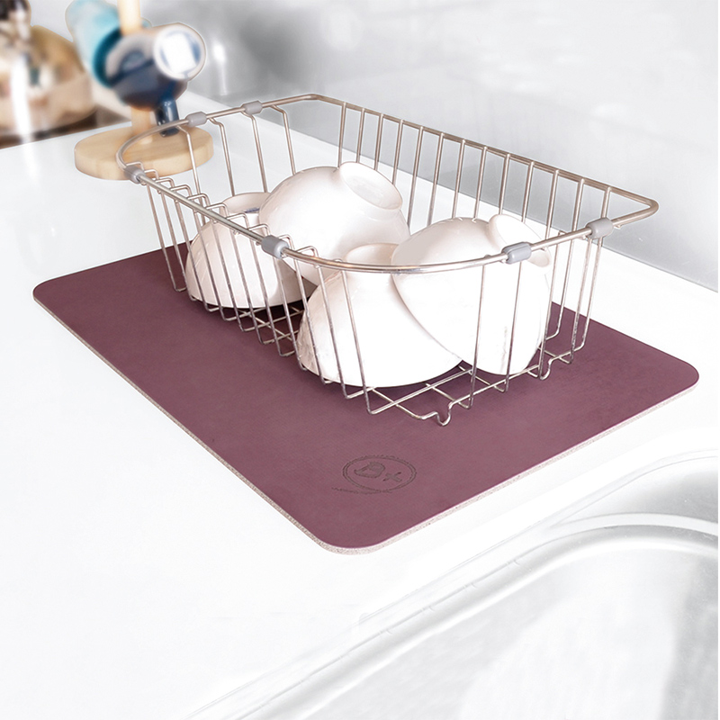 【Monster】 Soft Diatomaceous Earth Absorbent Sink Draining Mat (45x30cm) &ndash; Grape Purple, , large