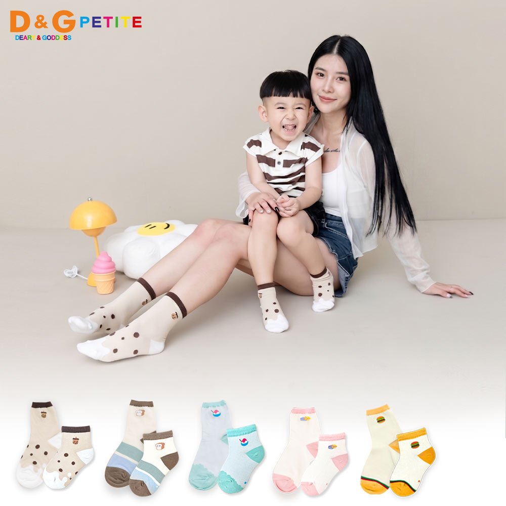 【D&G】食物女襪+童襪2入組-22-25cm/13-16cm(D559+D576薄款/短襪/襪子), , large
