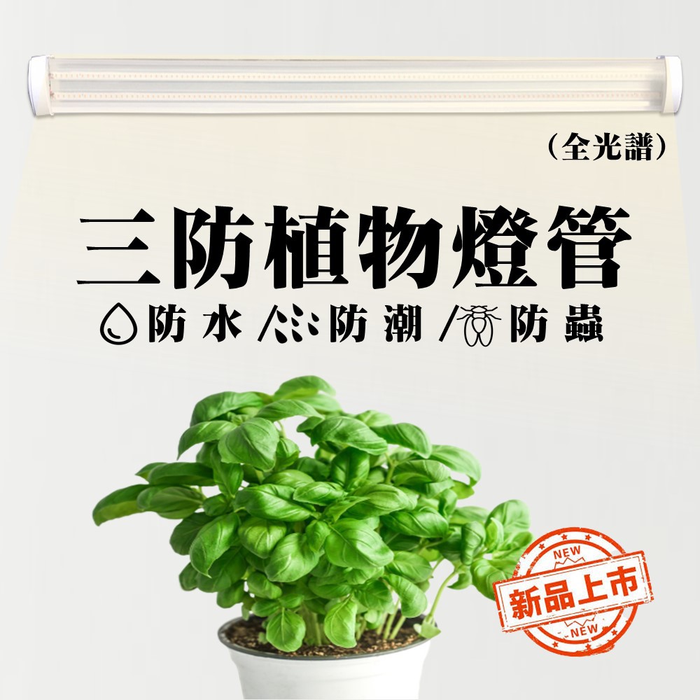 【君沛】防水 4呎 50W 植物燈 全光譜 三防燈 LED植物生長燈 陽台補光 觀葉植物 鹿角蕨 防徒長, , large
