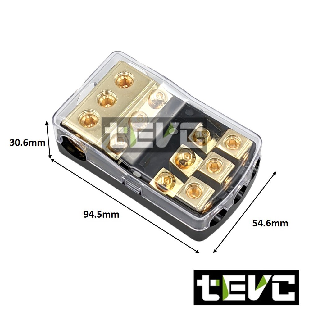 《tevc》ANS A9 一進三出 保險絲座 音響 改裝 車用 專用 三路 熔絲型 ANL型(小號) 保險絲, , large