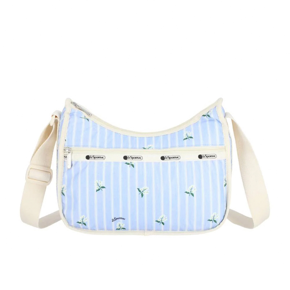 Lesportsac Classic Hobo 經典斜背包 側背包 旅用通勤包 送禮 禮物 推薦 女包(茉莉花條紋), , large