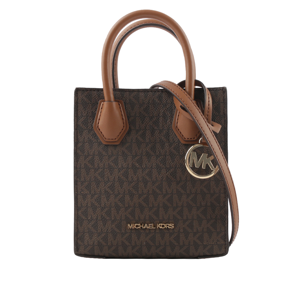 Michael Kors Mercer 塗層帆布手提/斜背二用迷你琴譜包/咖啡色, , large