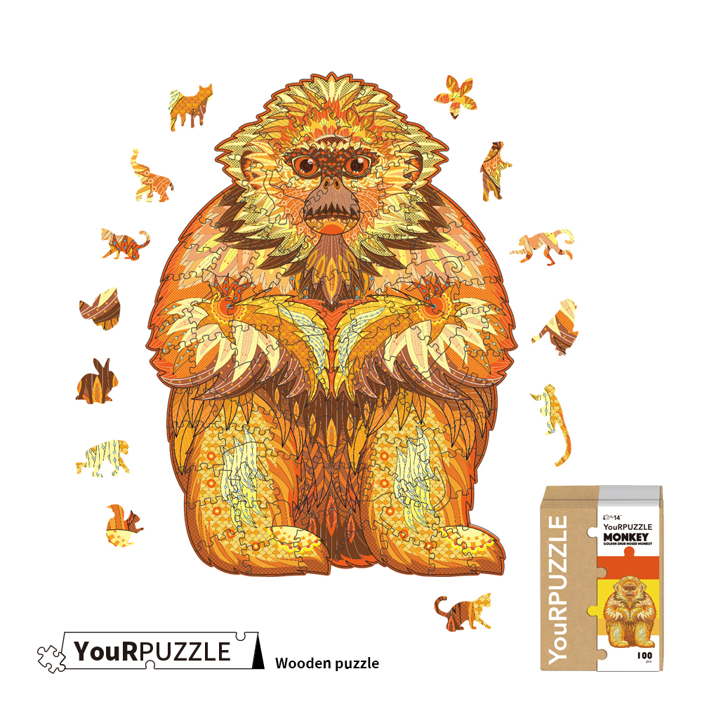 [積木共和國] 【YouRPUZZLE】台灣現貨金絲猴拼圖(檢驗合格木質動物拼圖), , large