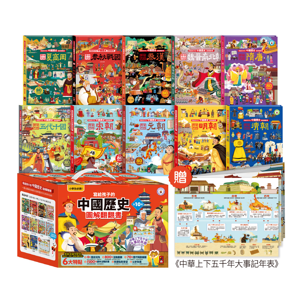 [風車圖書] 寫給孩子的中國歷史圖解翻翻書(全套10冊), , large
