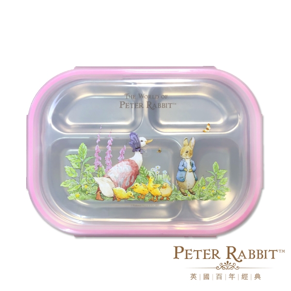 【 Peter Rabbit 比得兔】比得生活館｜英國正版授權｜ 比得兔食品級 304 不鏽鋼四格保鮮盒, , large