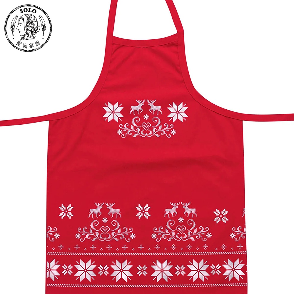 【SOLO Vintage】LCW Home 75x57cm Red Christmas Deer Apron 100% Cotton Made in Turkey, , large