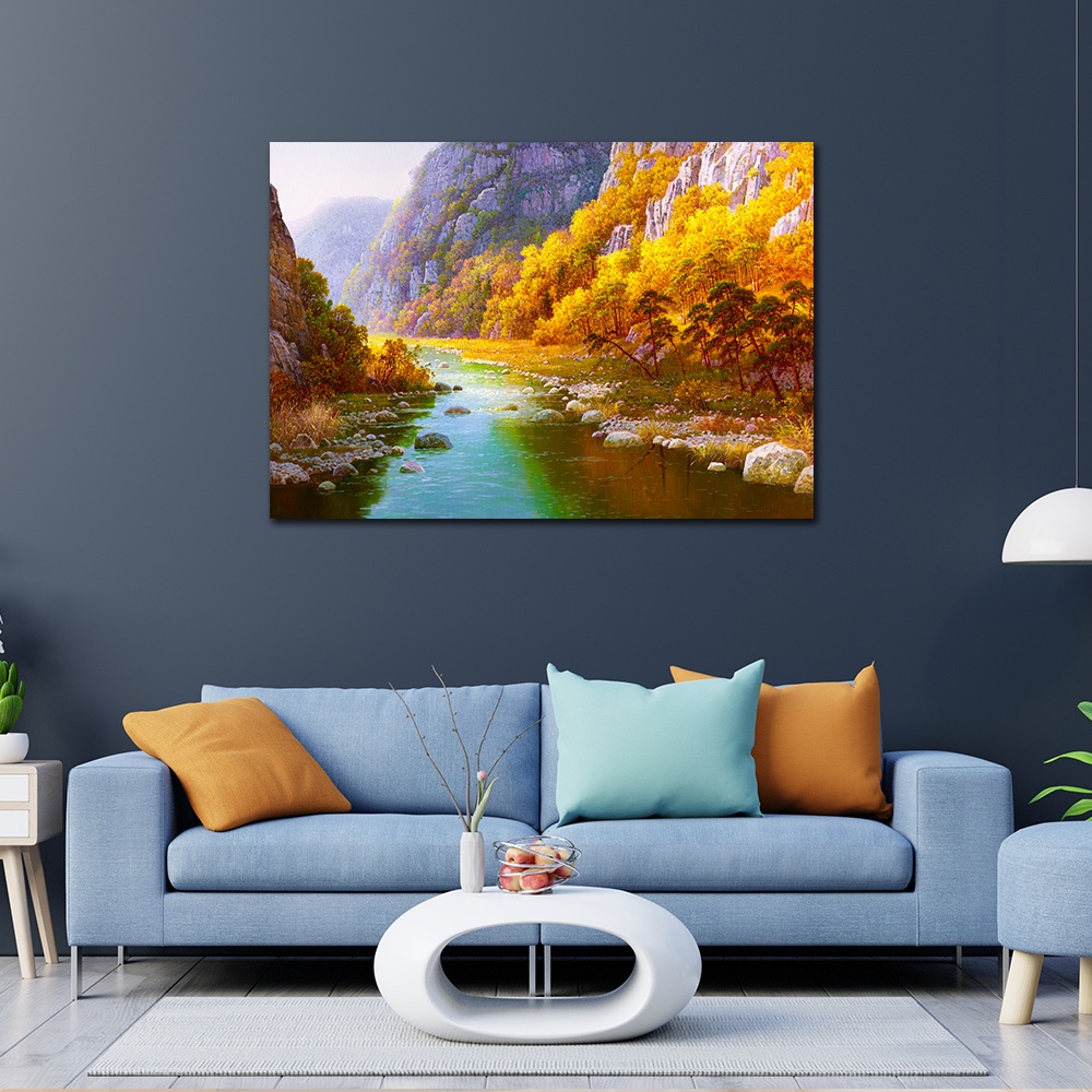 【御畫房】金秋溪水 國家一級畫師手繪油畫60&times;90cm(VF-83), , large