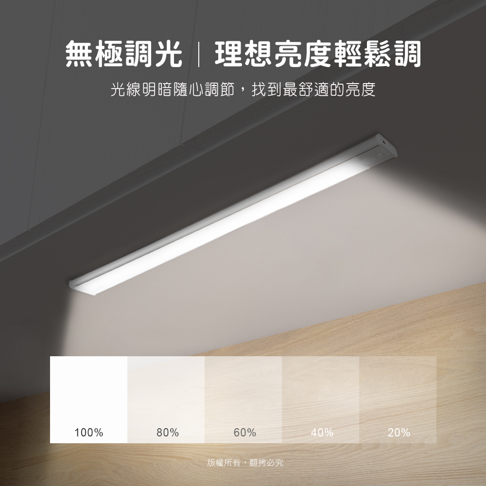 aibo 三色光 超薄長效續航 充電磁吸式 LED感應燈(40cm), , large