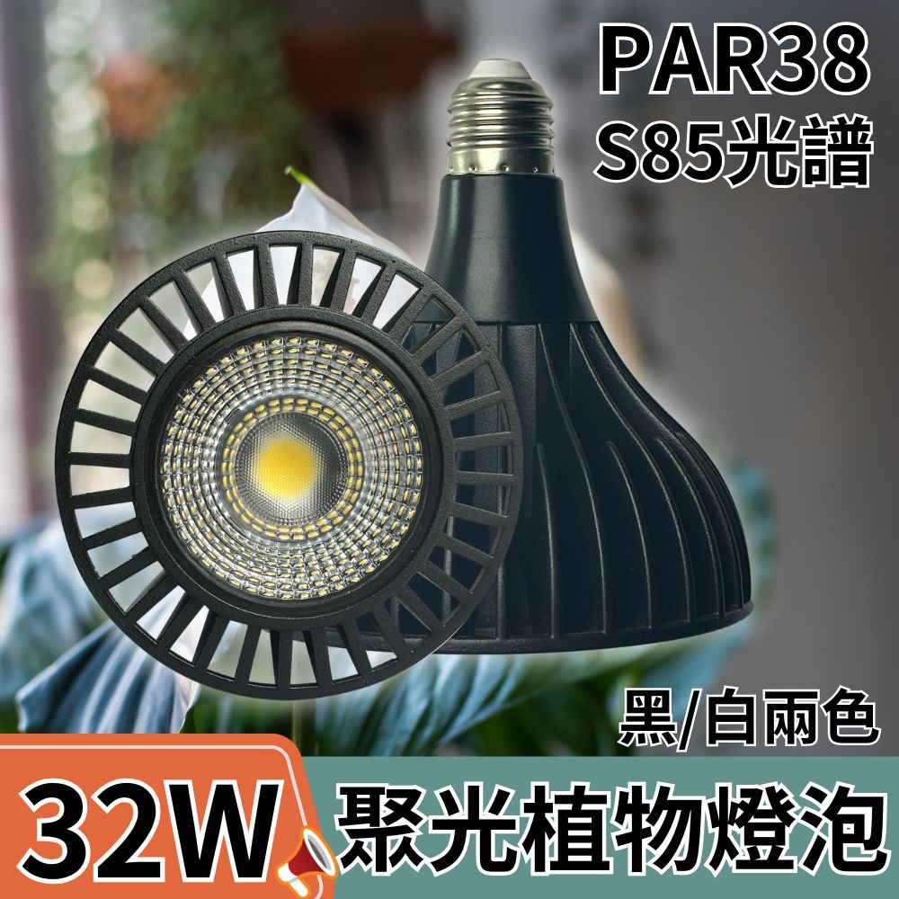 【君沛植物燈】LED植物燈 PAR38 LED32W聚光透鏡高光效植物燈(S85光譜) 黑殼 適合龍舌蘭、塊根, , large