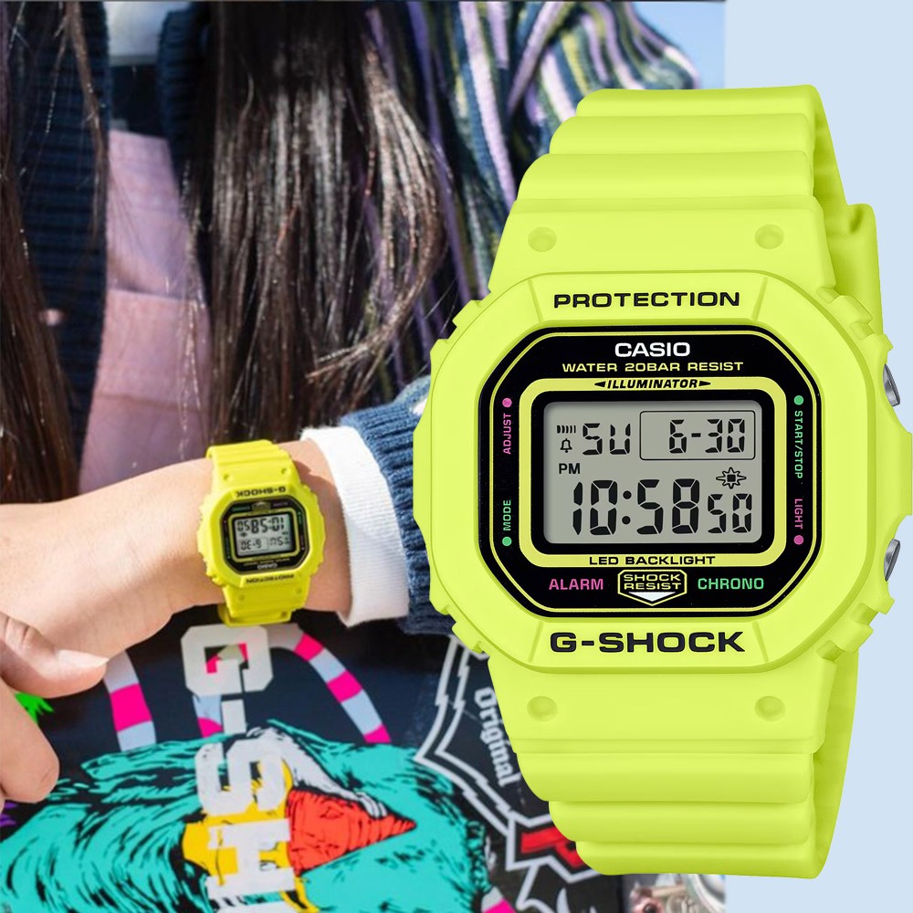 CASIO 卡西歐 G-SHOCK 致敬運動員 方型手錶 女錶 電子錶 GMD-S5600EP-9, , large