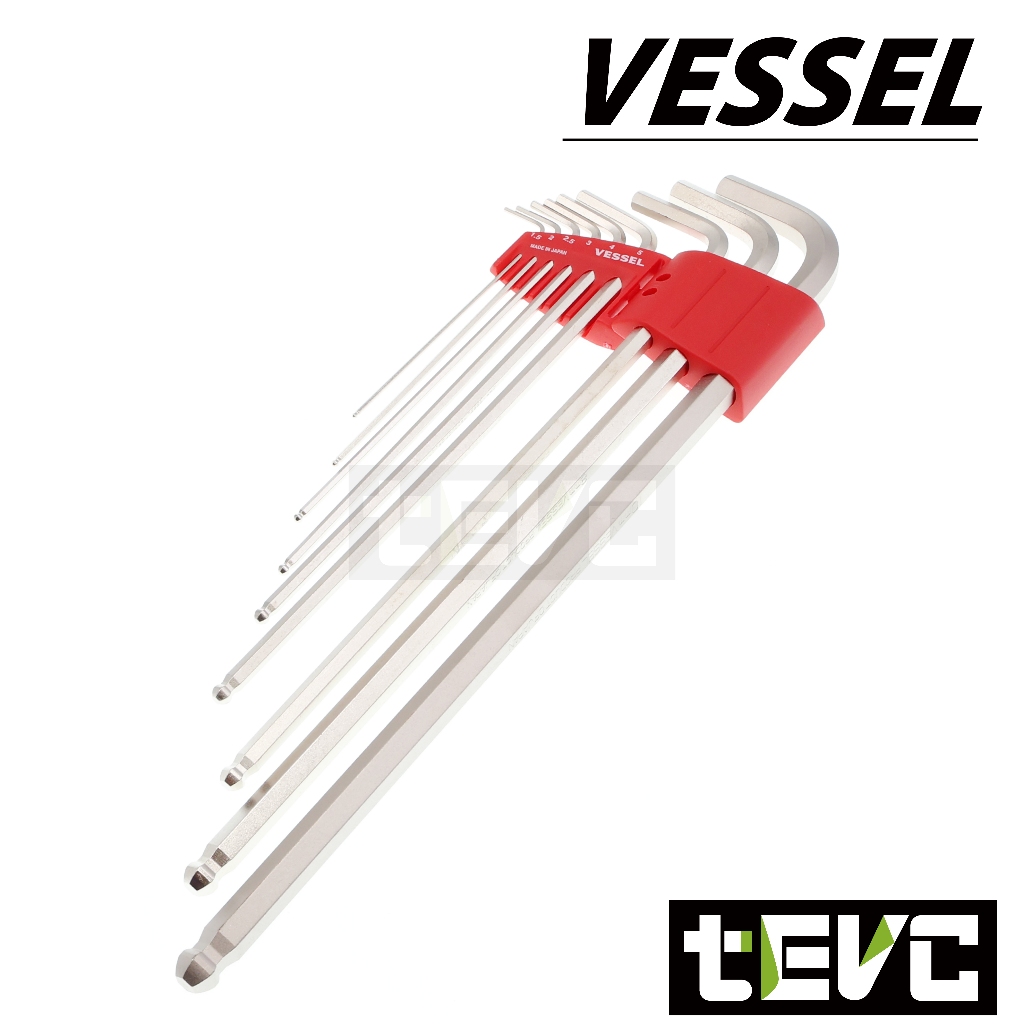 《tevc》日本 VESSEL  8309BP-XL 內六角板手 9件組 球頭六角板手 球頭 L形扳手 六角  T116, , large