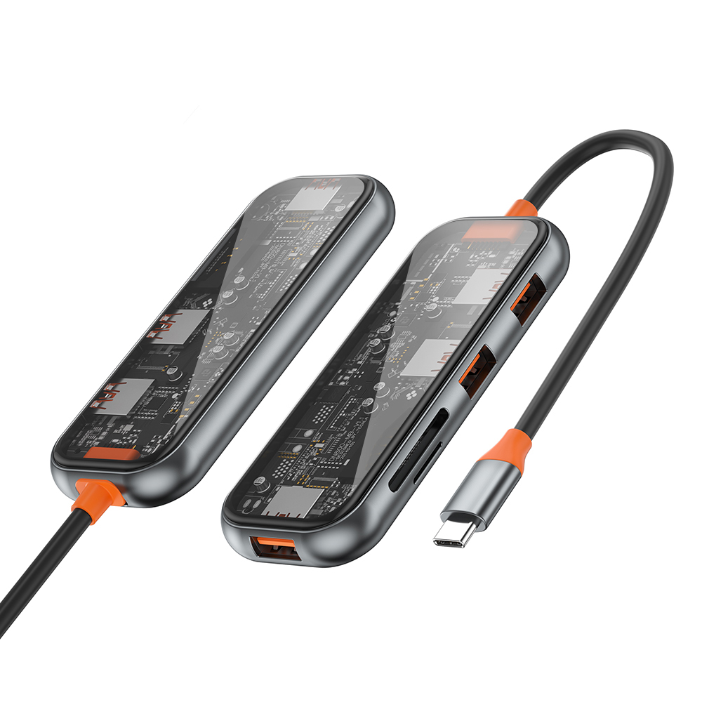 【WiWU】USB-C HUB Transparent 5-in-1 Multi-function Hub, , large