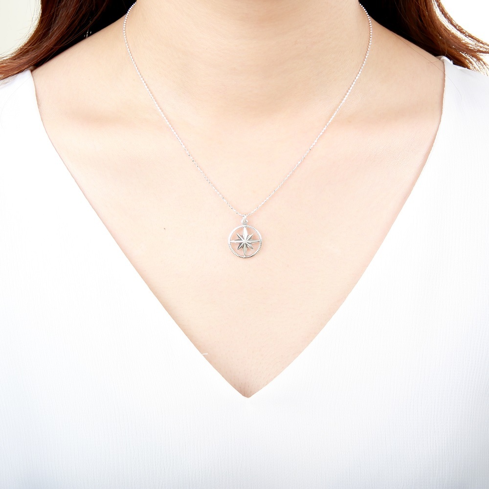 【Angel & Me】Lucky Large Compass Hope s925 sterling silver necklace birthday gift, , large