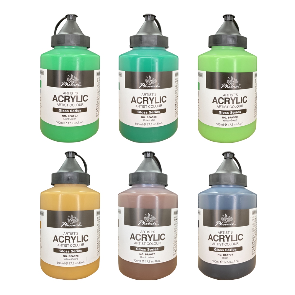 *需預訂*超取最多5瓶 AP鳳凰亮光壓克力顏料500ml (單瓶) 共18色793黑色, , large