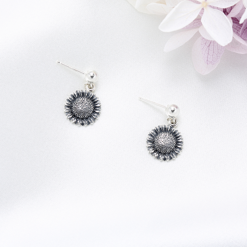 【Angel & Me】Sunflower Flower s925 sterling silver earrings Birthday Christmas gift, , large