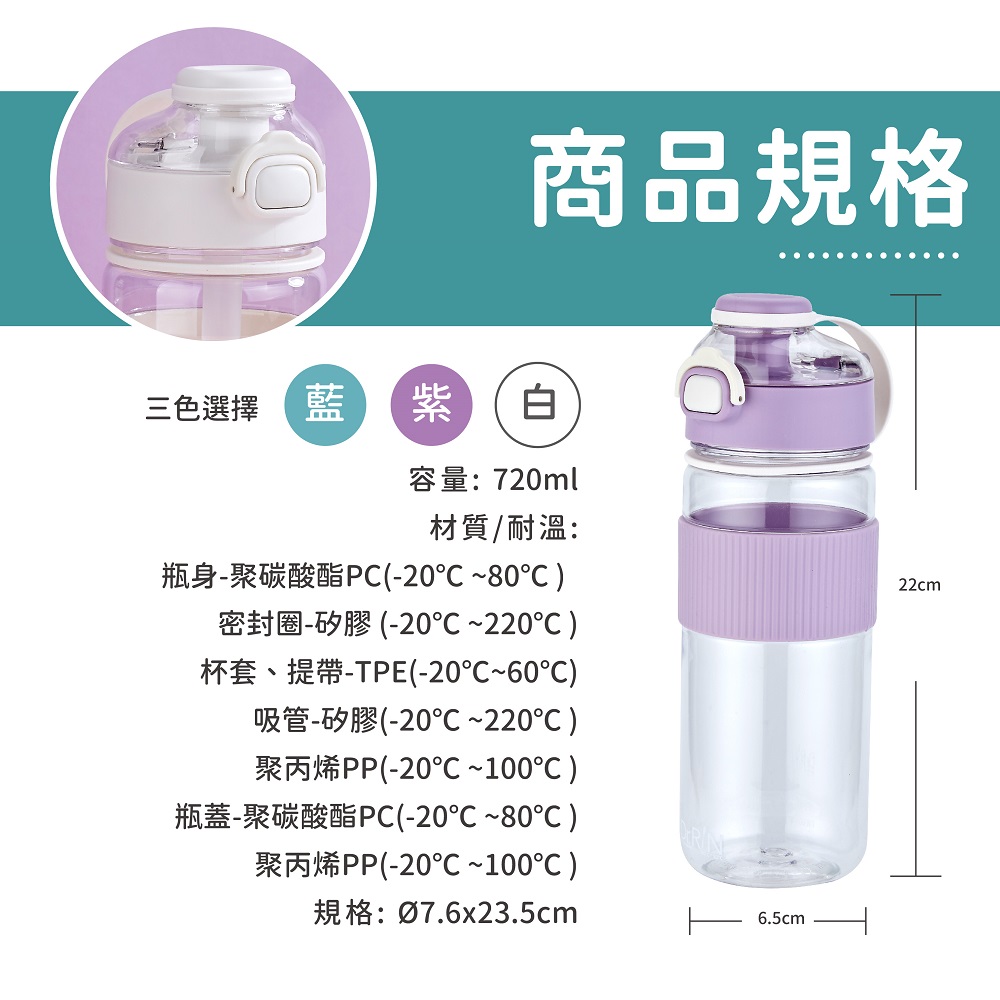 Dr.RIN手搖飲吸管水壺720ml, , large