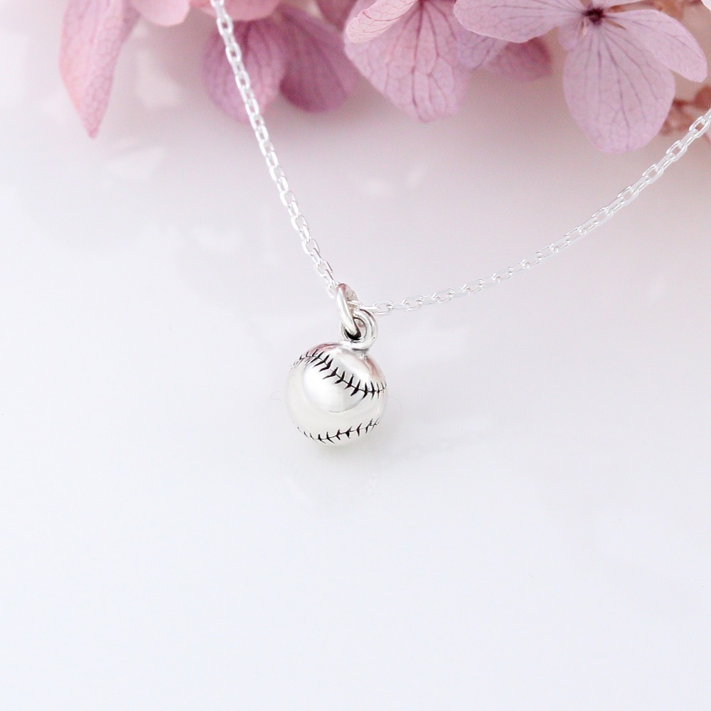 【Angel & Me】Baseball sport s925 sterling silver necklace Birthday gift, , large