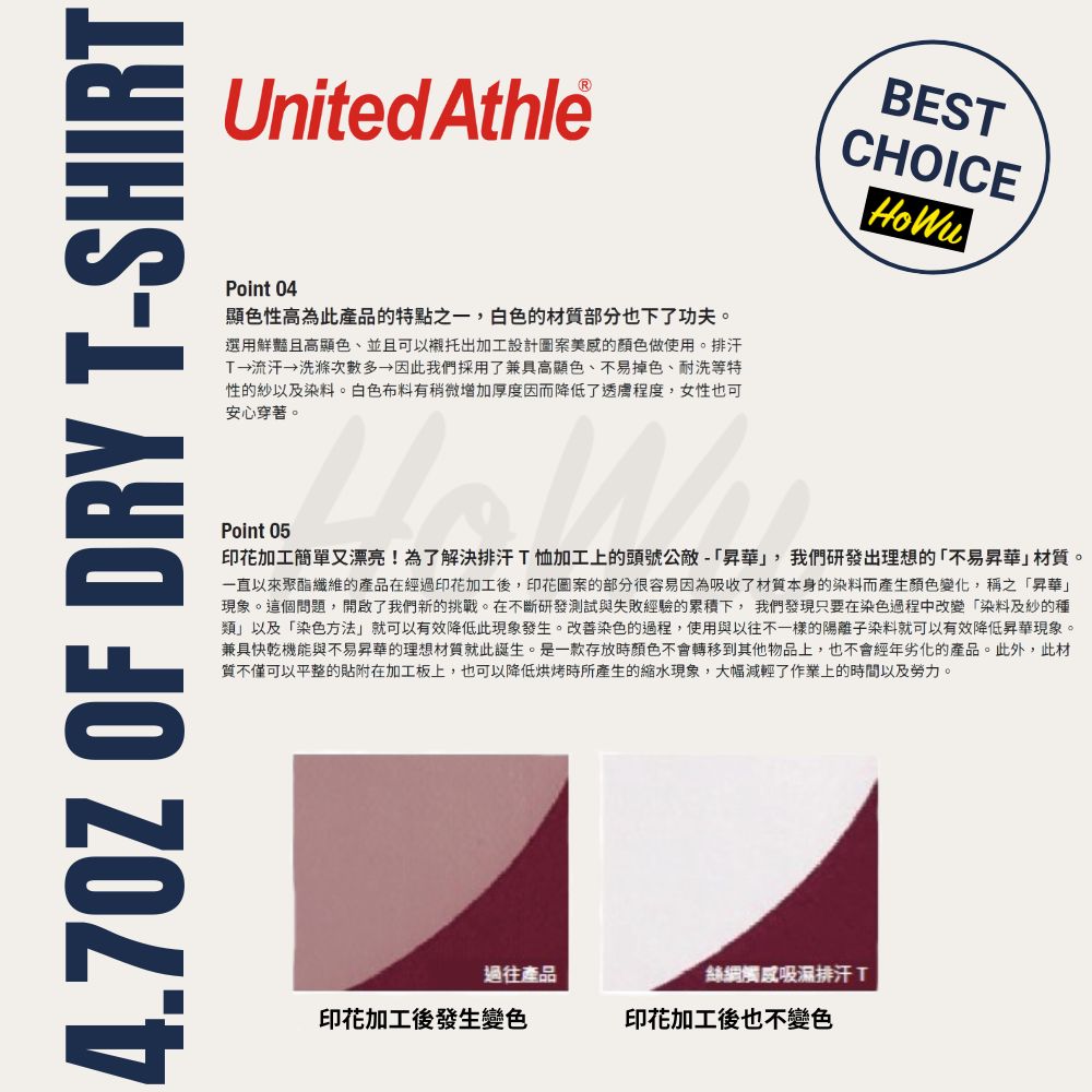 【United Athle】Japanese Silk Touch Moisture-Wicking Adult 4.7oz T-Shirt (5088-01) | Howu Good Things Mall (UA Silk Moisture-Wicking Short-Sleeve T-Shirt), , large