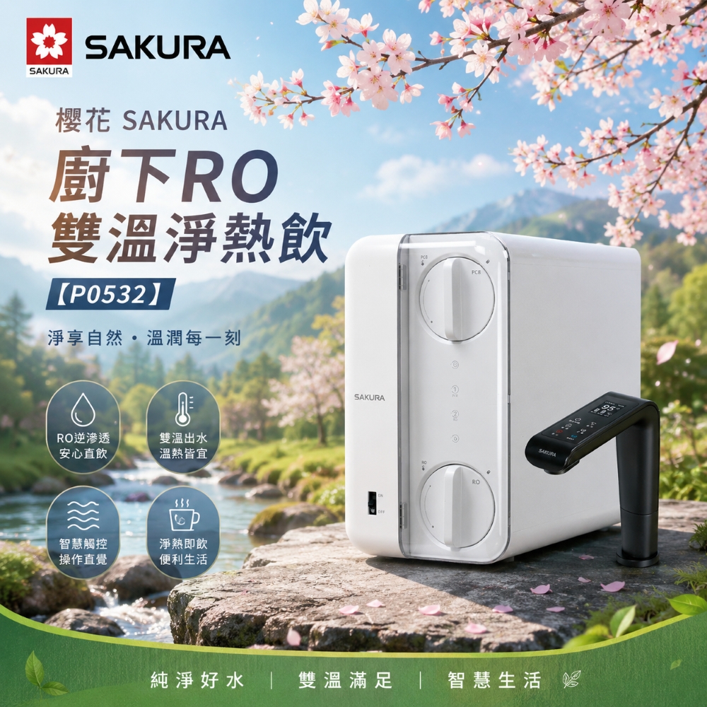 【麗水生活】櫻花 SAKURA 廚下 RO 雙溫淨熱飲 小鮮熱【P0532】(P0531升級版), , large