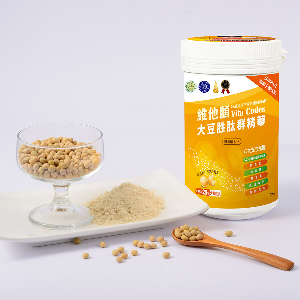 【Vita Codes】大豆胜肽群精華罐裝450g 陳月卿推薦 附湯匙+線上食譜-(3 罐超值組), , large