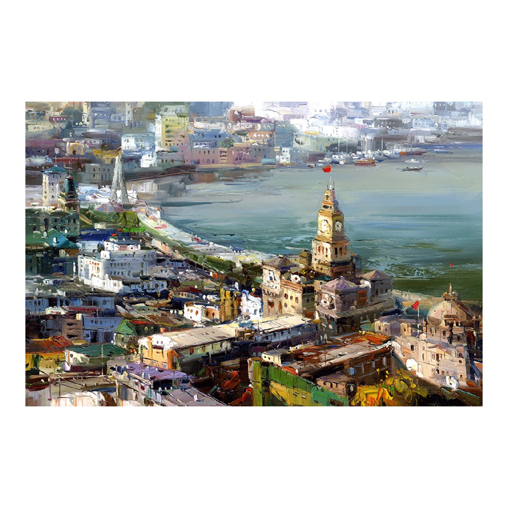 【御畫房】城市印象 國家一級畫師手繪油畫60&times;90cm(VF-17), , large