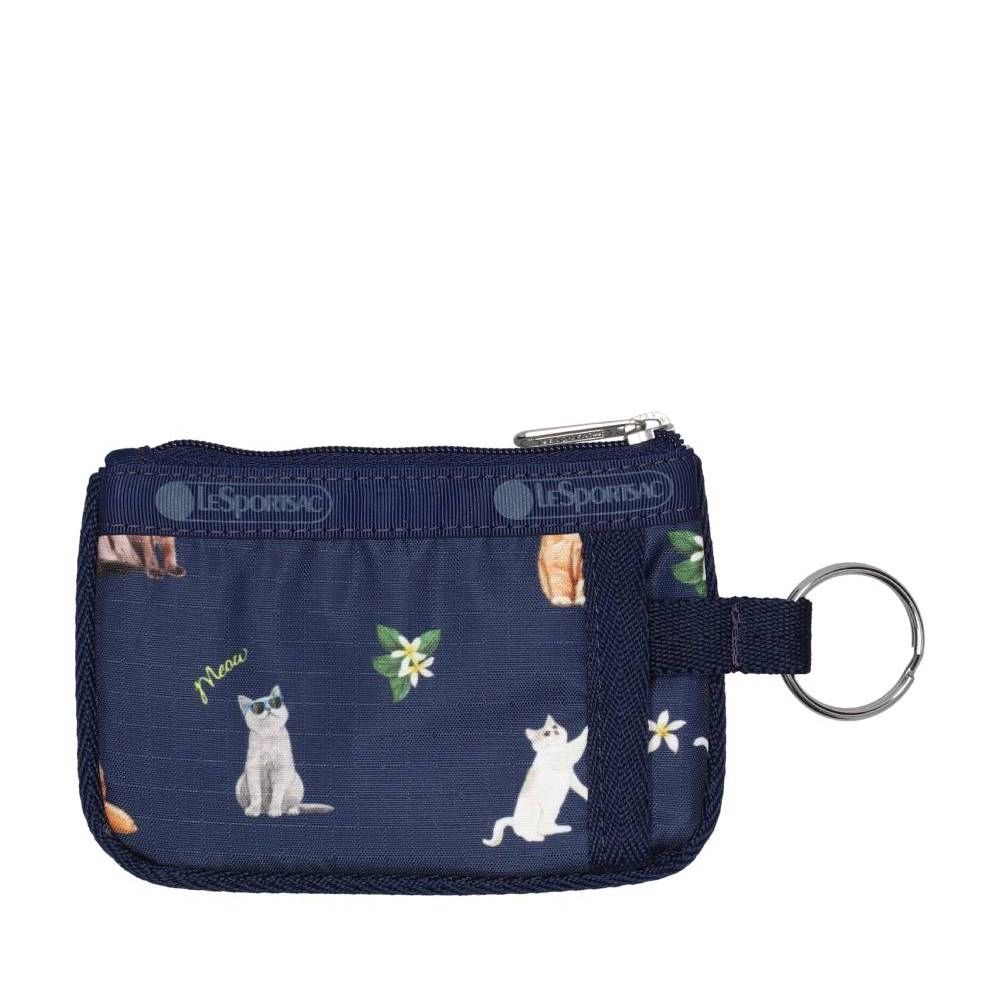 Lesportsac Key Card Holder 卡夾 零錢袋 鑰匙包 卡片零錢包 送禮 禮物 推薦 女包(熱帶度假貓咪), , large