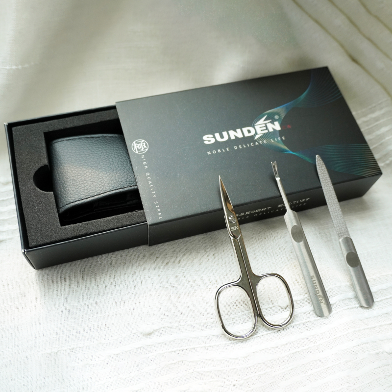 Manicure Set 3pcs Stainless Steel Nail Clipper Set with Leather Travel CaseSUNDEN MK4985, , large