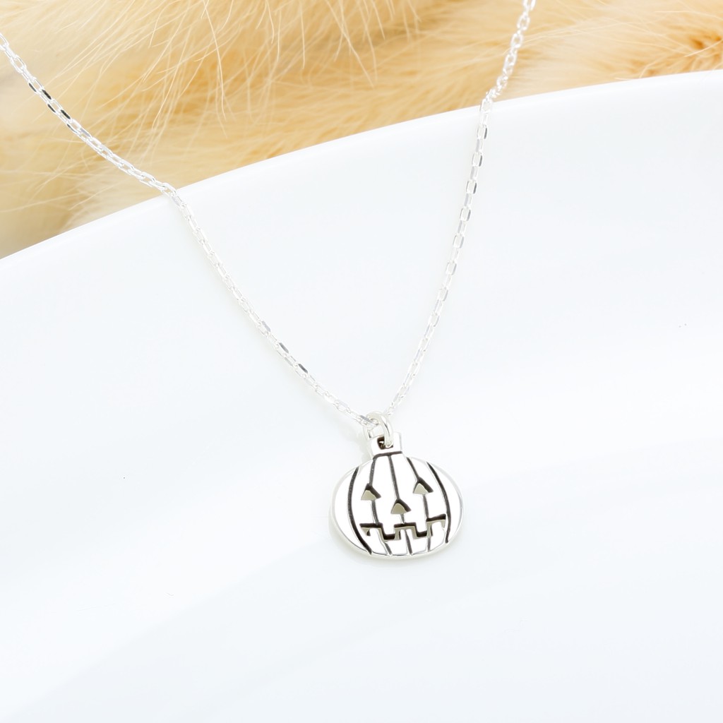 【Angel & Me】Halloween Pumpkin Lantern s925 sterling silver necklace gift, , large