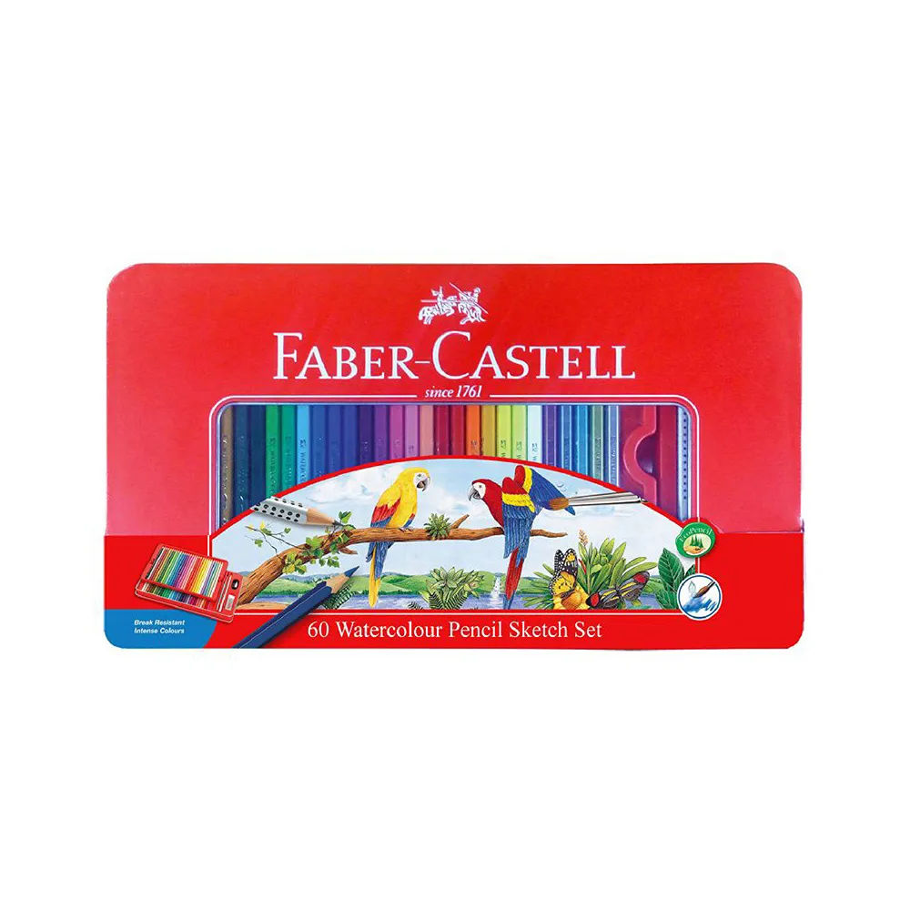 【Faber-Castell】輝柏  水彩色鉛筆 附水彩筆 鐵盒 60色 /盒 115965, , large