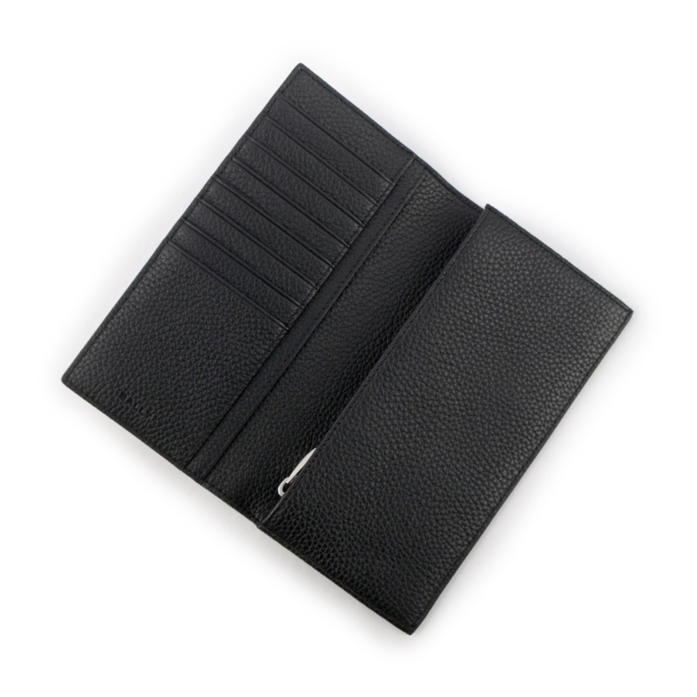BALLY Ribbon 黑白條紋牛皮對開長夾/黑色, , large