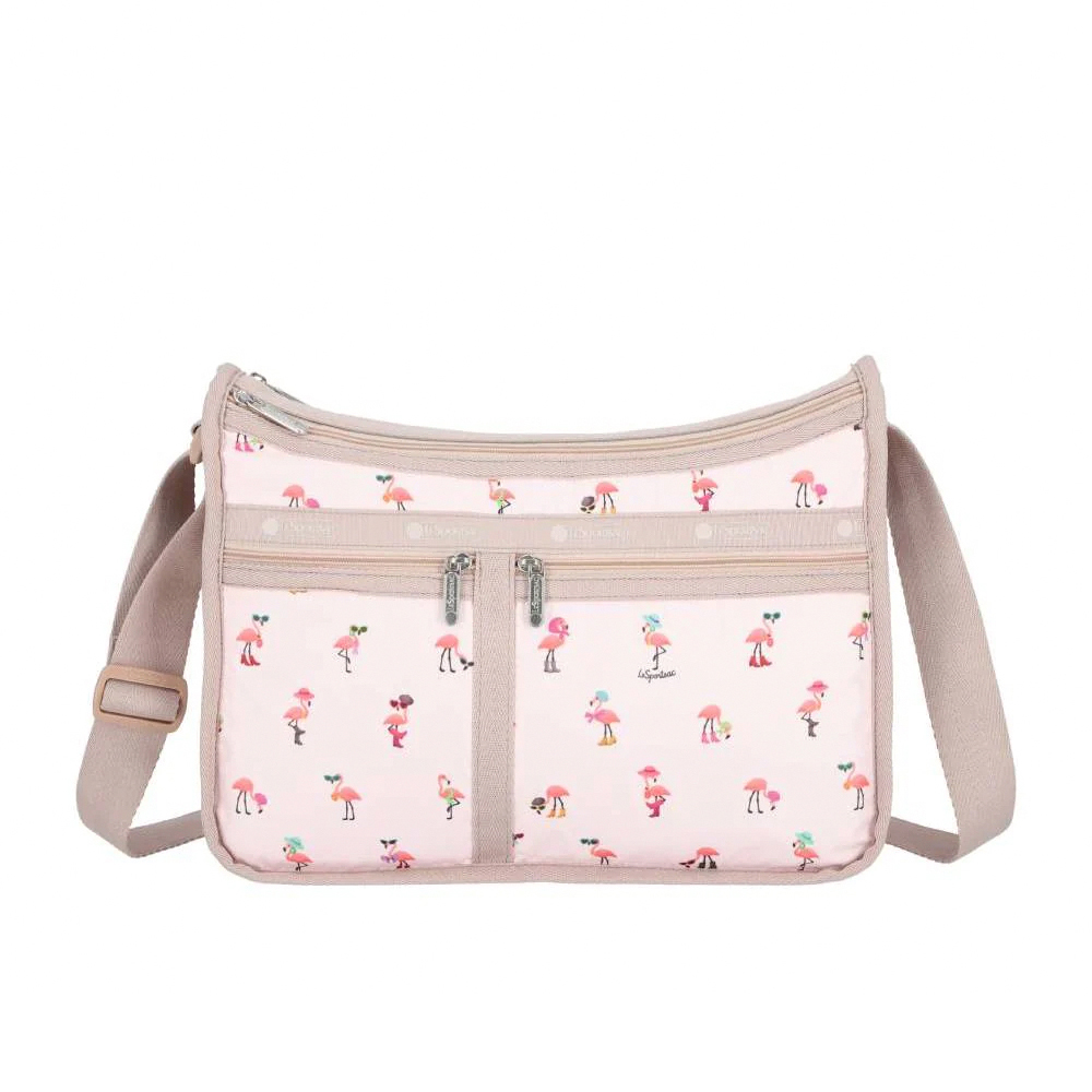 Lesportsac Deluxe Everyday Bag 經典斜背包 側背包 通勤旅行包 女包 男包(紅鶴海島派對), , large