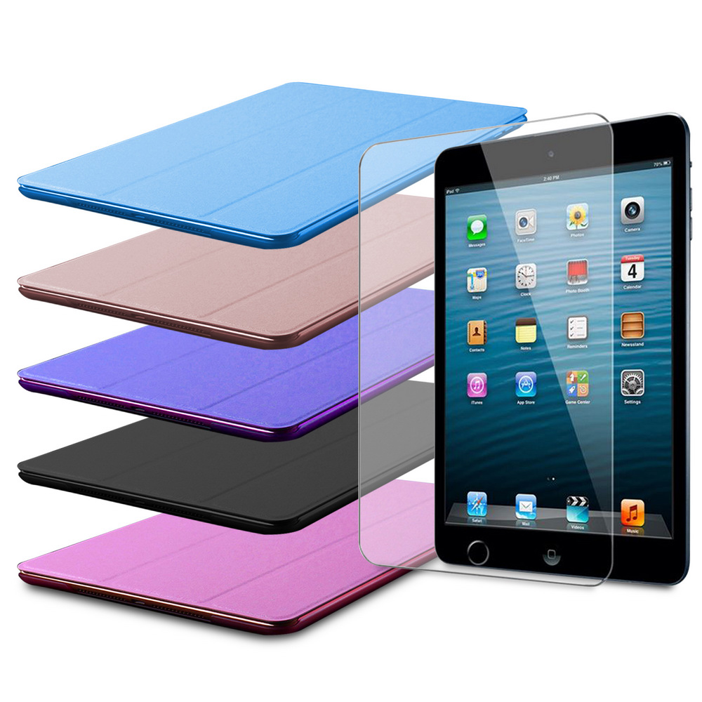 [LS06 Slim Silk Texture Style] 9.7-inch iPad Tablet Protective Case (Compatible with 9.7-inch iPad 2018/2017/Air1/Air2/Pro) (with Tempered Glass Screen Protector), , large