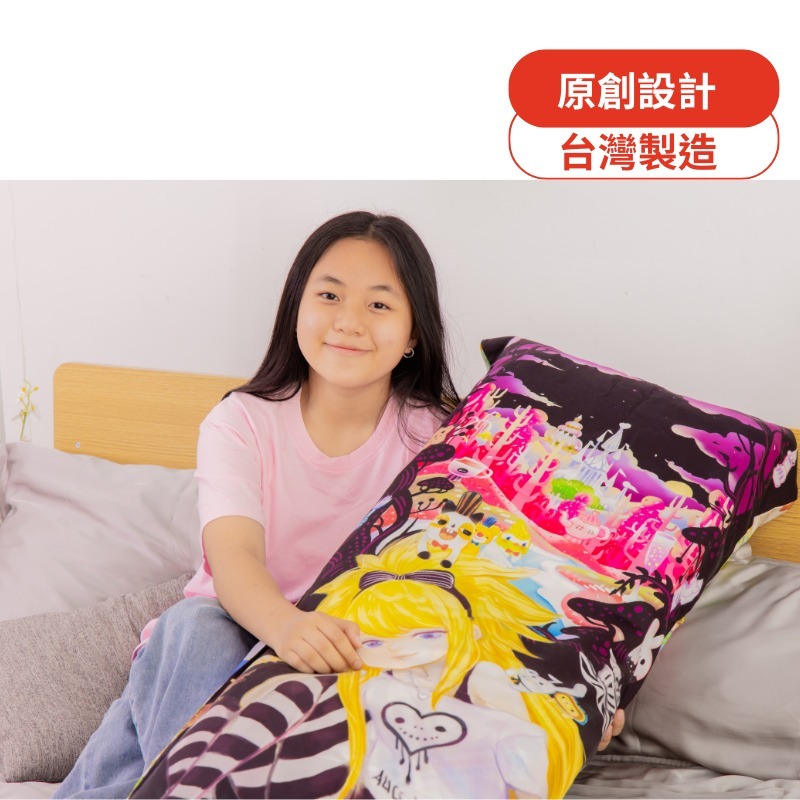 CINN &times; Alice misA Reversible Bolster Pillowcase &ndash; &ldquo;Tabletop White City&rdquo; & &ldquo;Night Carnival&rdquo;｜150&times;50 cm｜Zip Closure｜Eco‑Print｜Made in Taiwan, , large