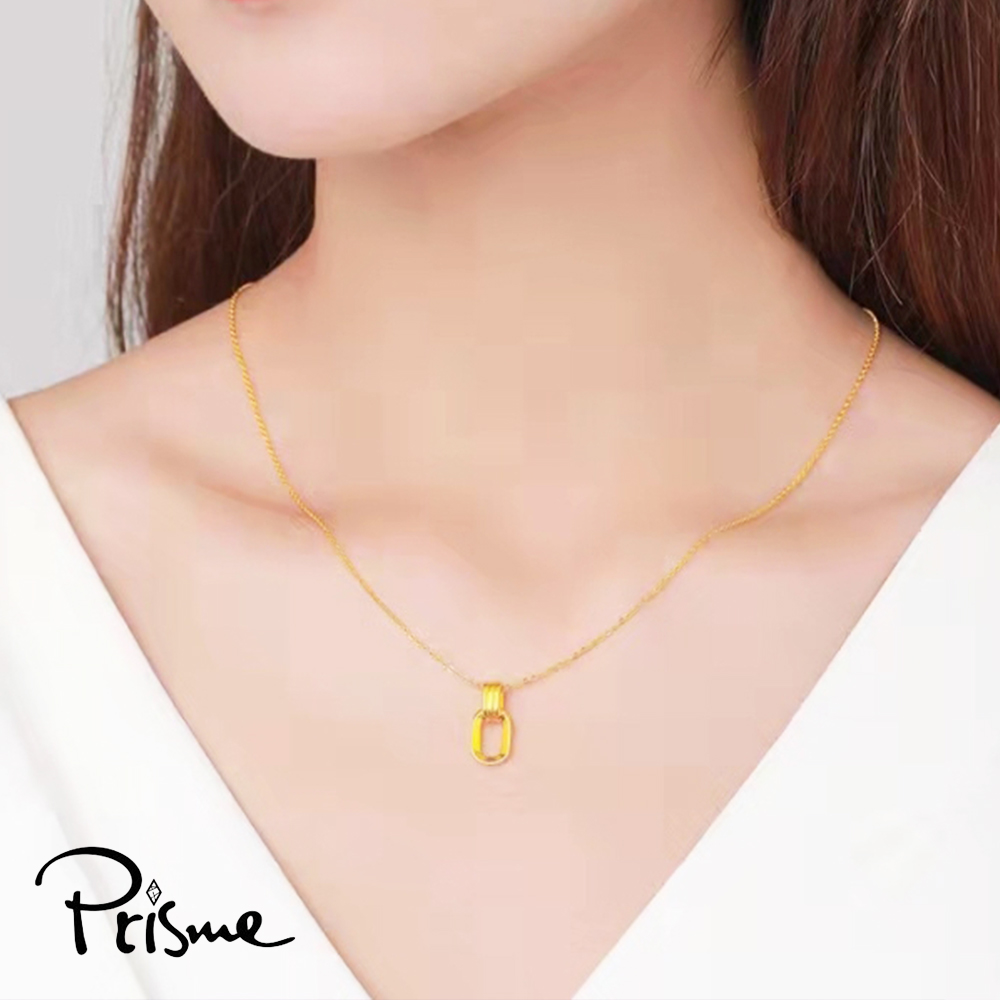【Prisme Gold】黃金項鍊 幾何雙環 吊墜鍊墜項鍊 (金重：約0.08錢&plusmn;0.03), , large