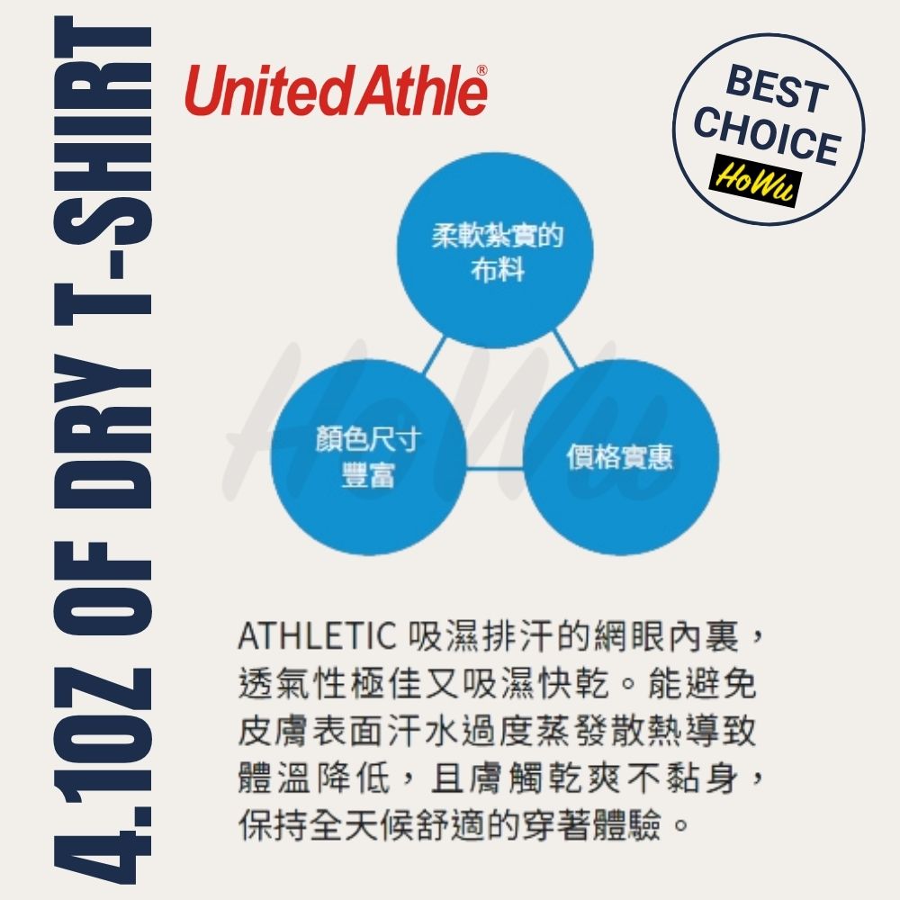 【United Athle】日本ATHLETIC吸濕排汗成人T恤4.1oz.T恤(5900-01) | Howu好物商城(UA吸濕排汗短T), , large