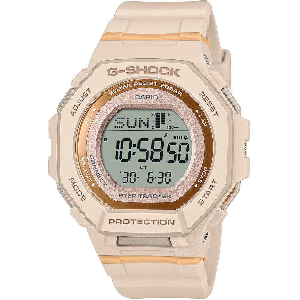 CASIO 卡西歐 G-SHOCK 計步藍芽手錶 柔和色調女錶 GMD-B300-4, , large