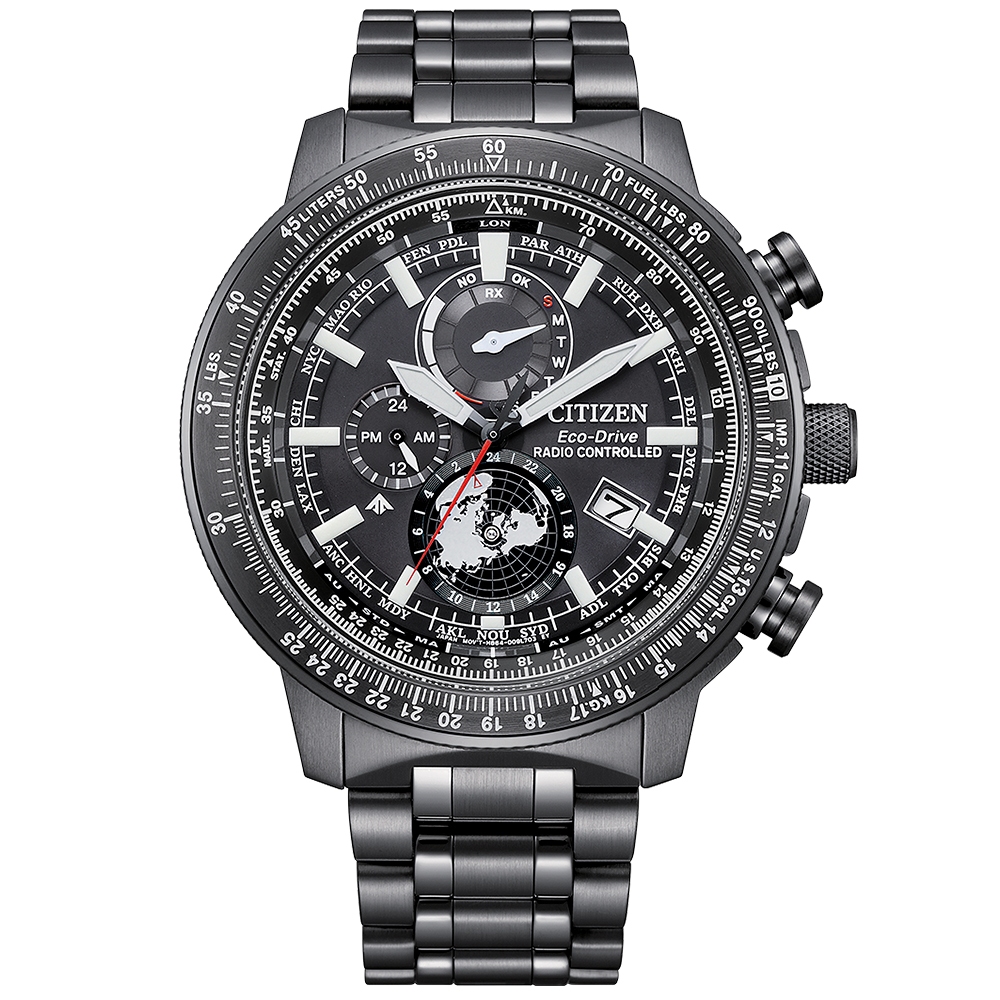 CITIZEN 星辰 PROMASTER 光動能電波飛行錶 北半球城市時間手錶 BY3005-56G, , large