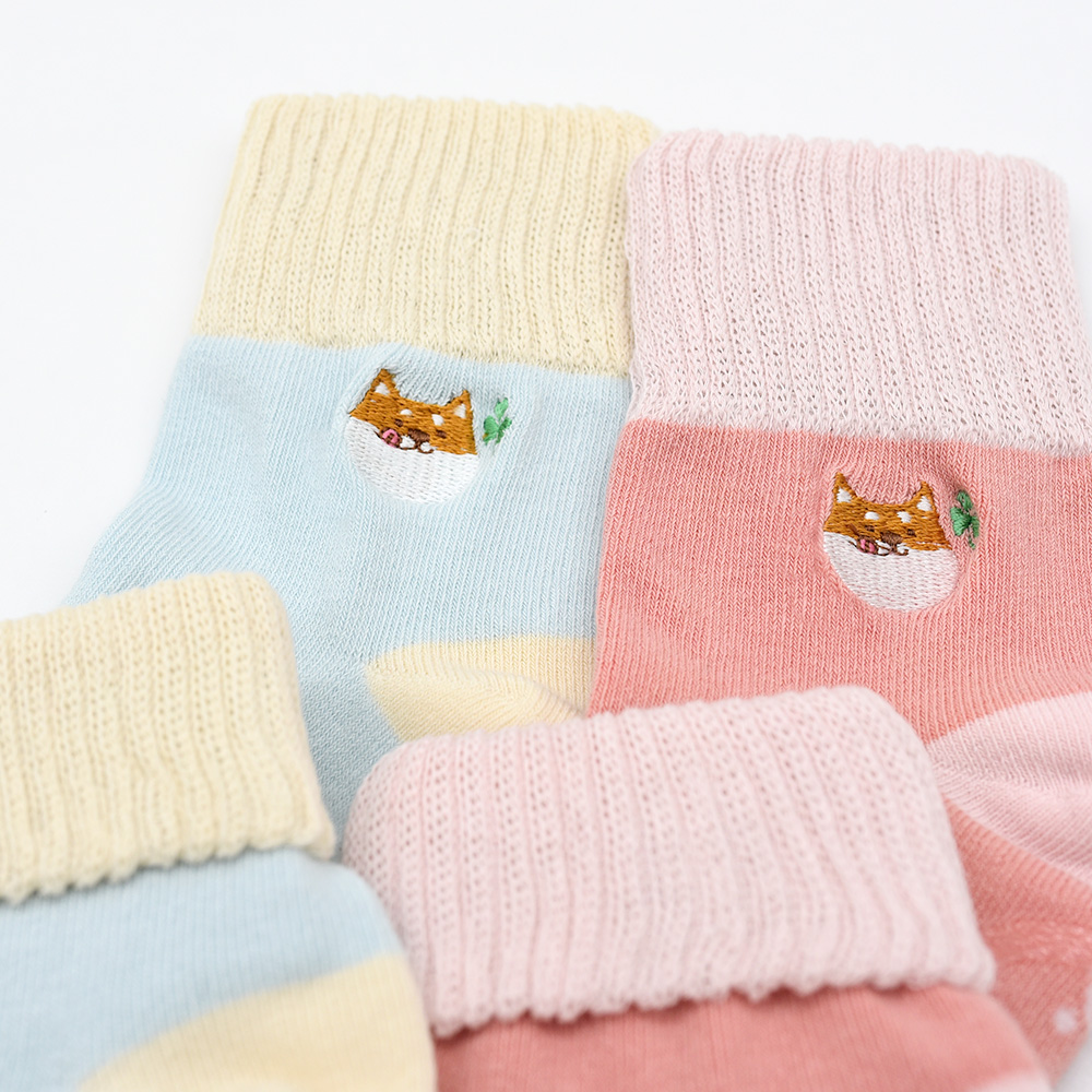 【minihope美好的親子生活】刺繡反折中筒襪2雙組-阿福, , large